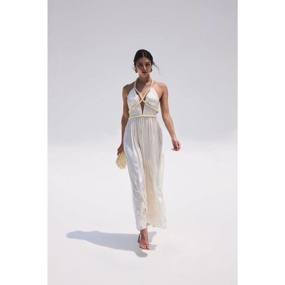 Cult Gaia Silk Salee open-back gown white US8 - Picture 1 of 12